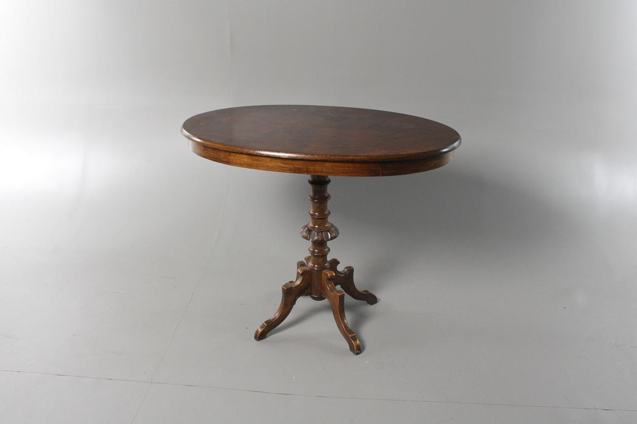 TABLE, pillar base, walnut, neo-cocoa.