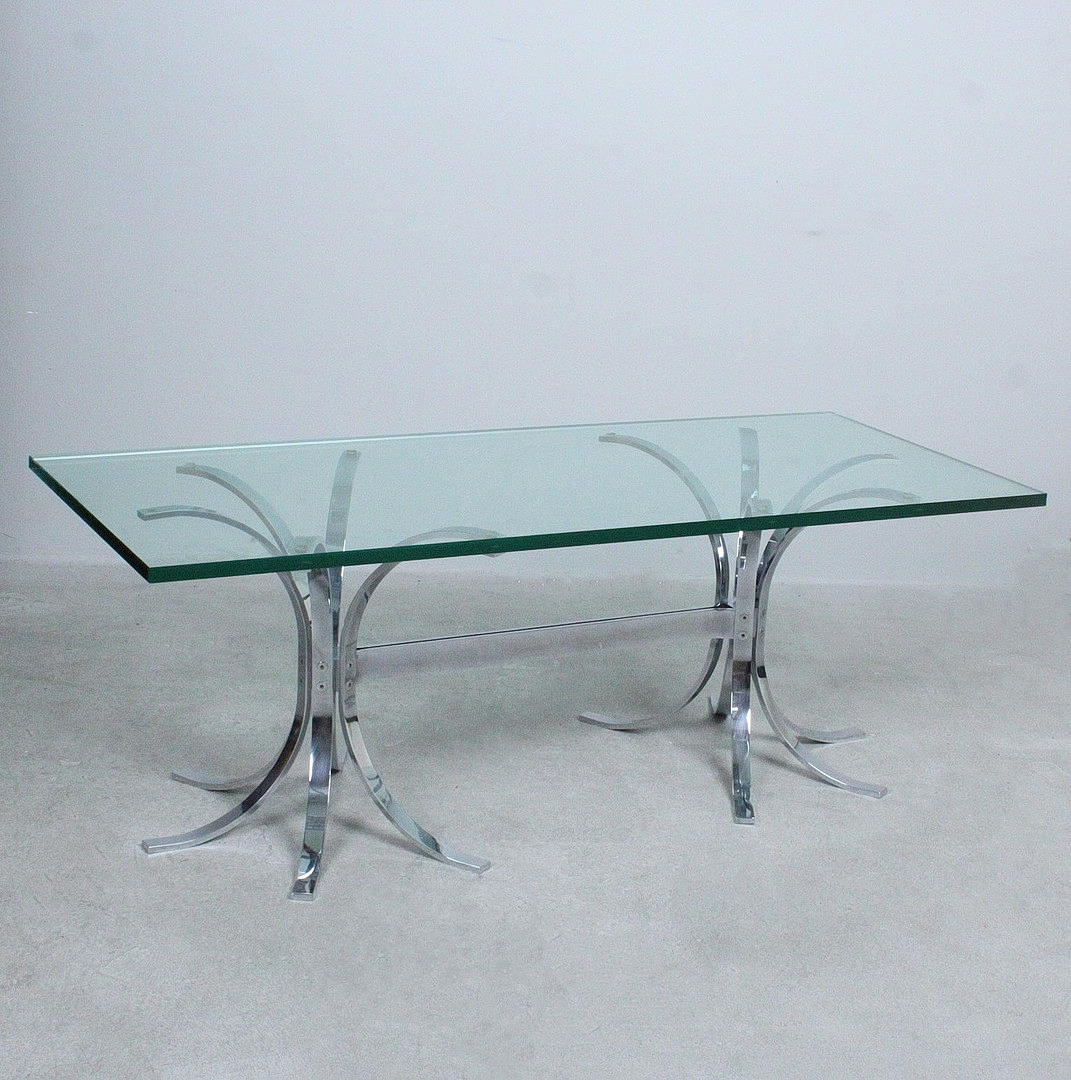 Coffee table/Coffee table, steel, glass, 1970s.