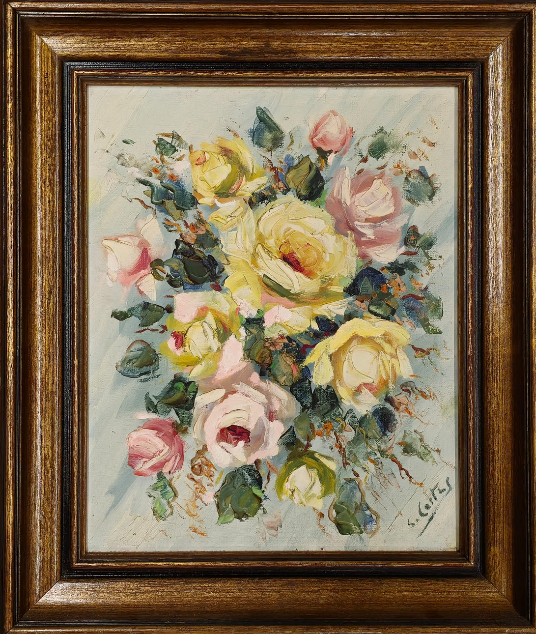 RAMO DE ROSAS. ÓLEO SOBRE LIENZO. ENMARCADO.