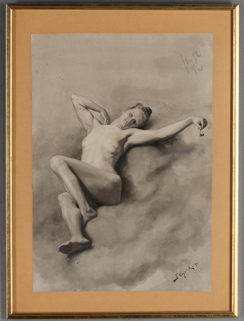 SIMON ÖQVIST. Kvinnostudie, blandteknik, signerad och daterad -92.