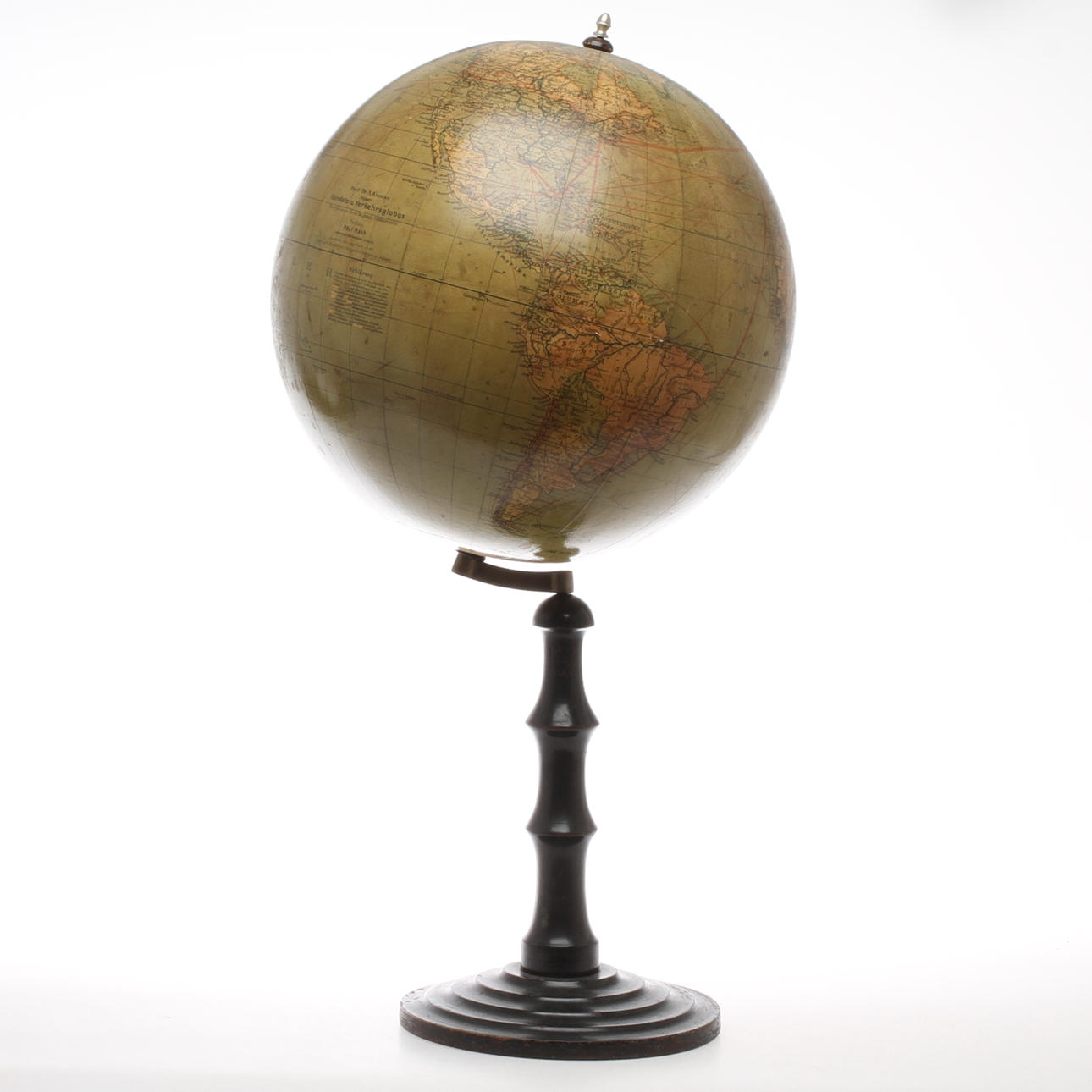 JORDGLOB, på träställning, Dr. Krause´s Nya handels- och Samfärdsglob...