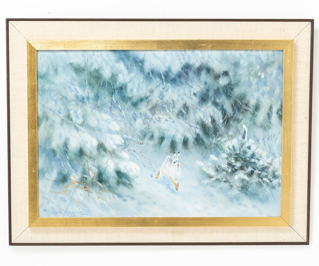 HENNING HOUGAARD. Oil on canvas, winter landscape.