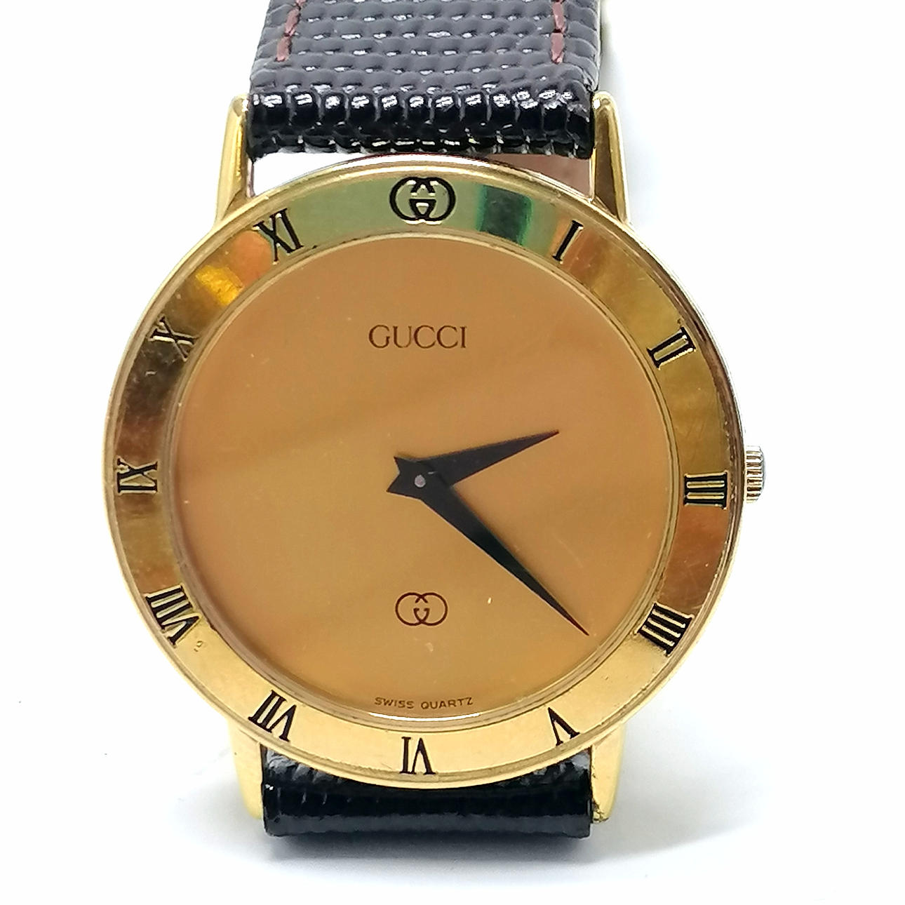 *GUCCI GOLD PLATED QUARTZ WRISTWATCH.