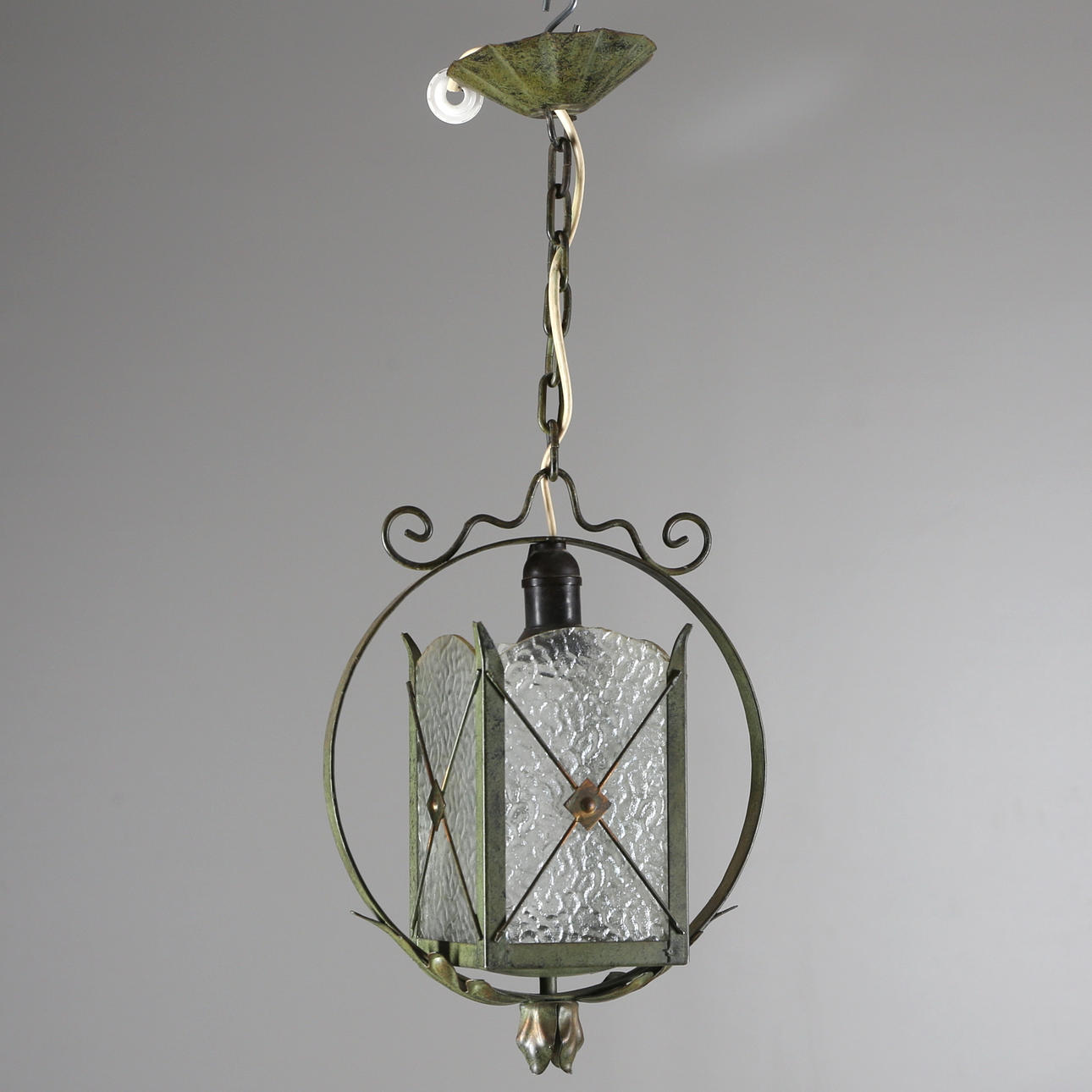 TAKLAMPA, glas/metall, 1900-tal.