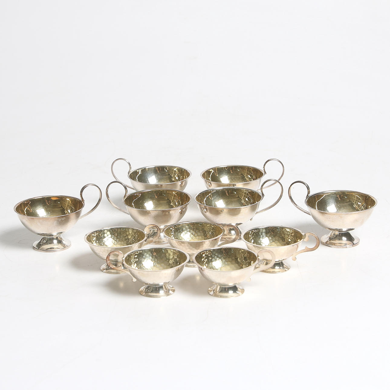 PUNSCHKOPPAR, 11 st, silver, Ceson Guldvaru Ab, Göteborg, 1970-tal. Vikt 165 gram.