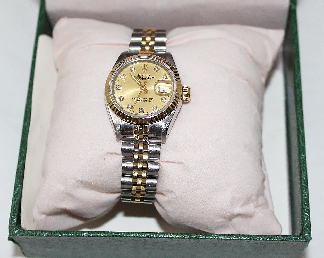 ARMBANDSUR, dam, Rolex Oyster Perpetual, 10 brillianter, guld och stål.