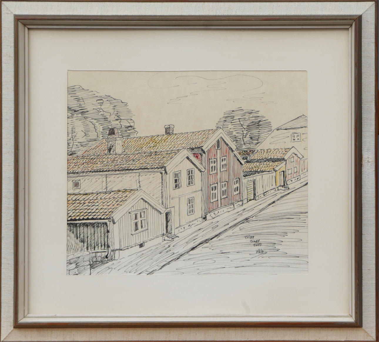 OIDENTIFIERAD KONSTNÄR. DRAWING, Kalmar motif, signed KÅB.