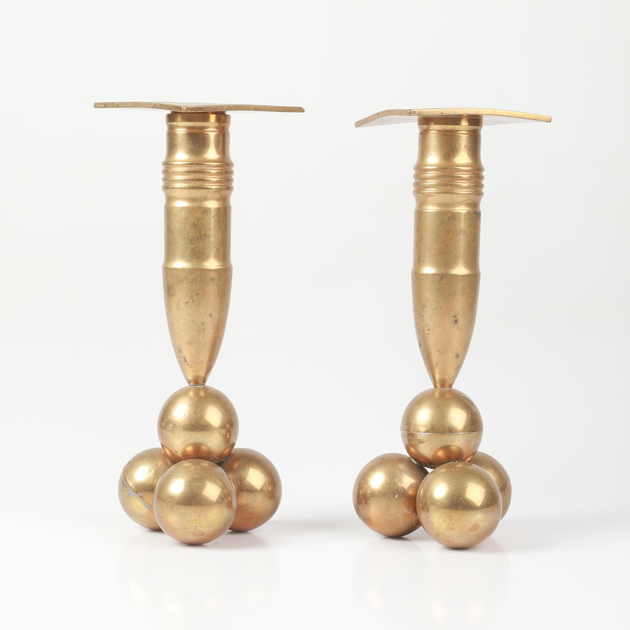 CANDLESTICKS, 1 pair, brass, Gusum.