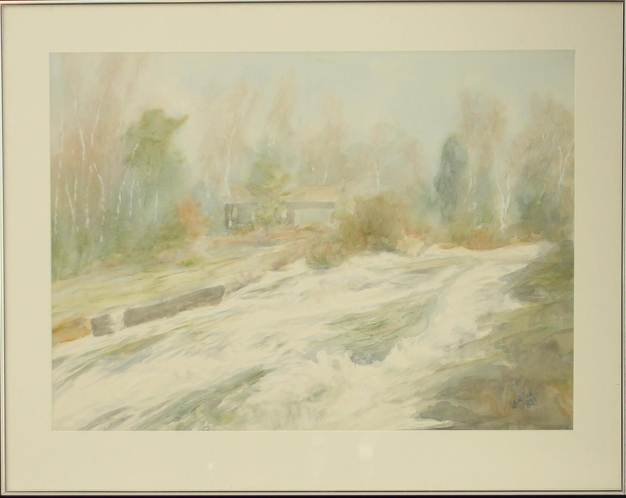 KARL-GEORG LARING. Landskap med fors, akvarell, sign och daterad -82.