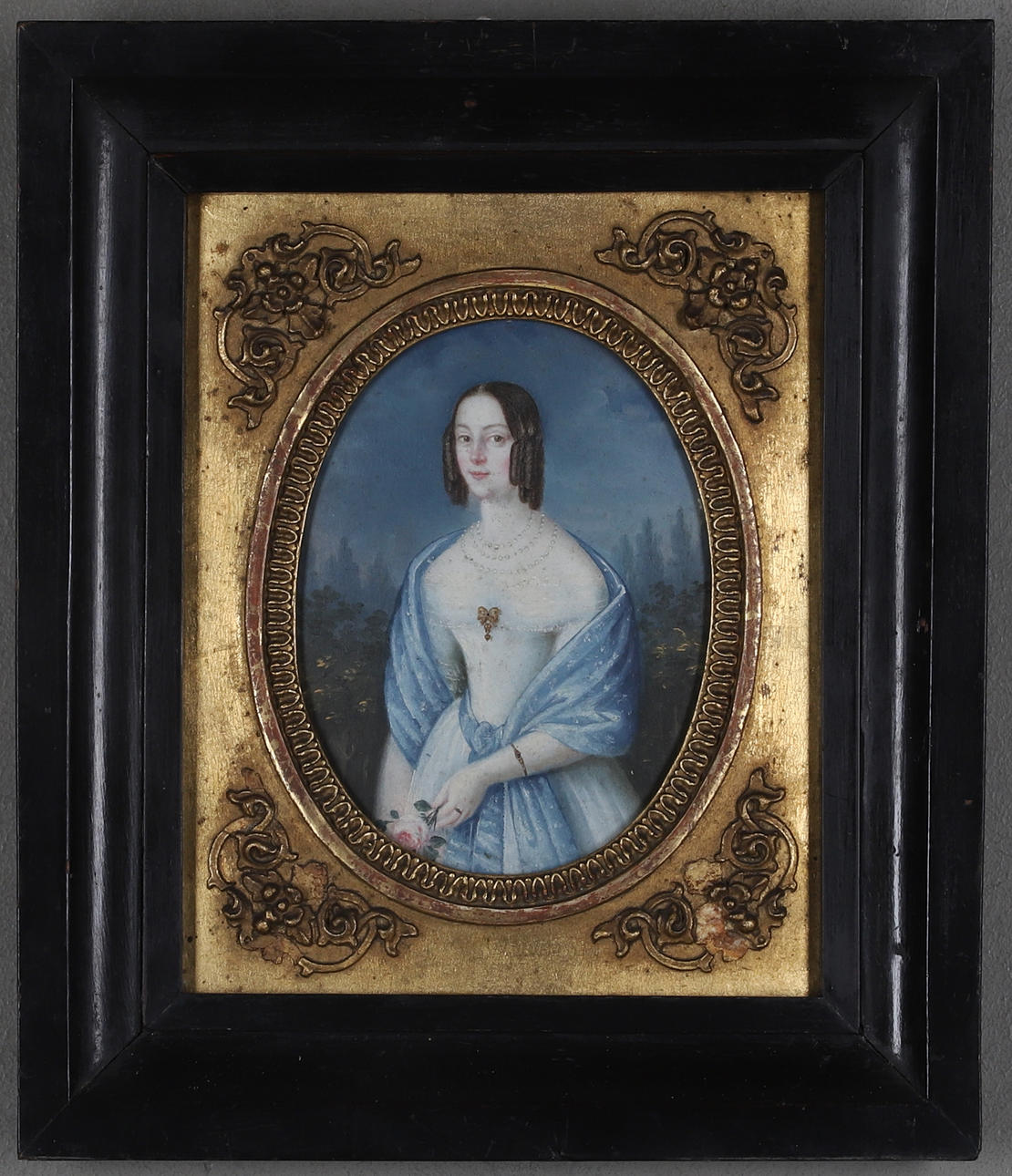 A portrait, gouache, 19th century.
