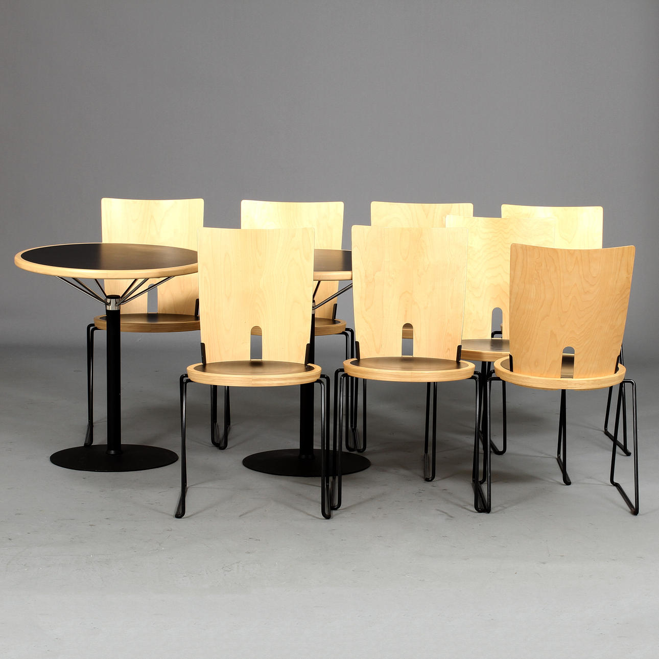 STOLAR, 8 st, samt BORD, 2 st, Oblado, Blå Station. Design Börge Lindau.