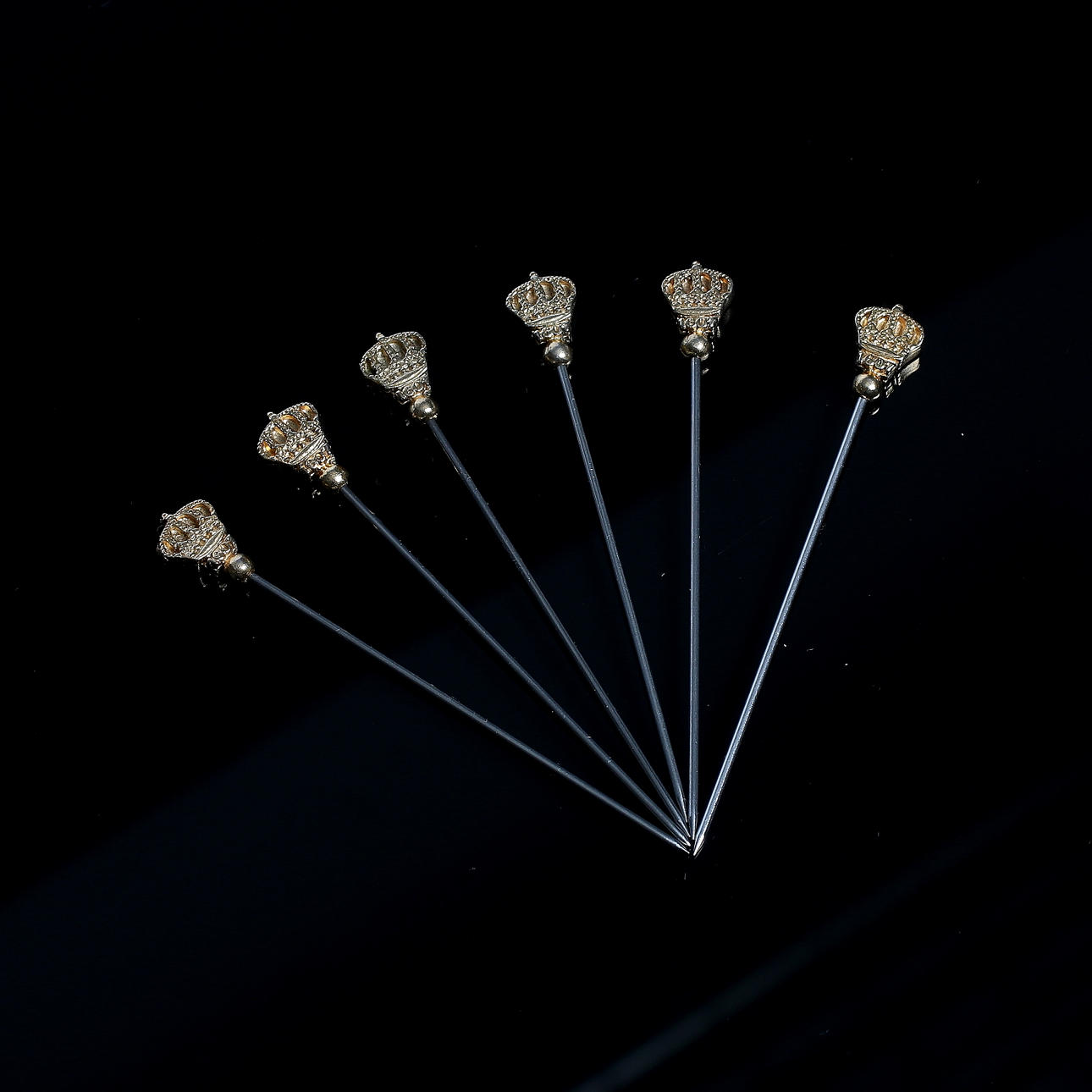 DRINKPINNAR, 7 st, förgylld mässing, Skultuna. 1900-tal.