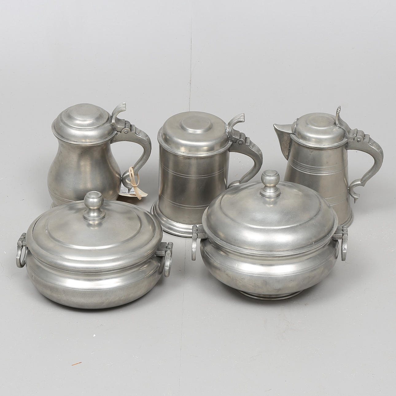 GRÖTSKÅLAR med lock, STOP, 5 delar, Scandiatenn, 1970-tal.