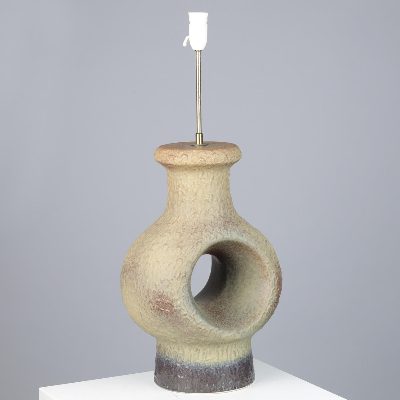 Large brutalist ceramic lamp, probably Danish or German.