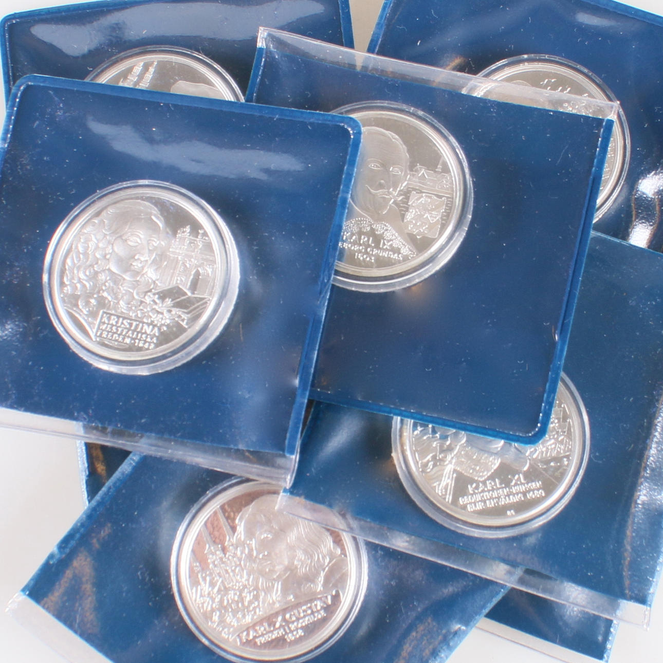 MYNT, sterlingsilver, 8 st. "Sveriges Regenter".