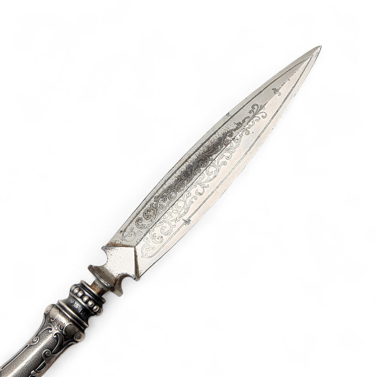 German Historicist-style dagger in silver, late 19th Century. Silver ...