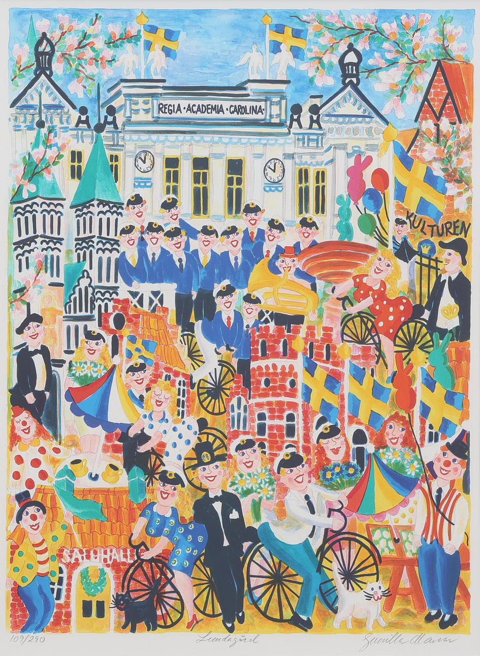 GUNILLA MANN. LITHOGRAPH, “LUNDEGÅRD”, SIGNED AND NUMBERED 109/290.