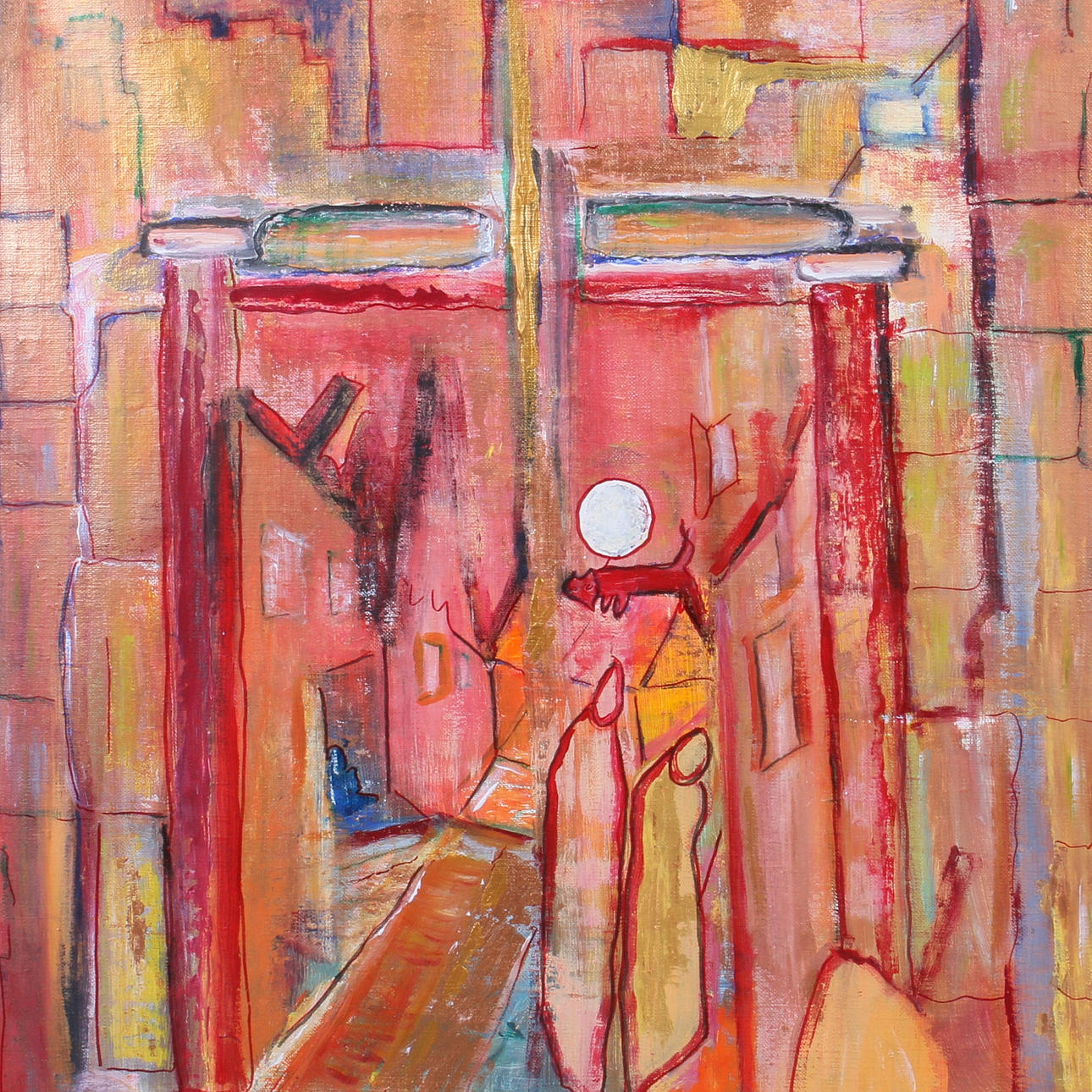 ANNELISE JANSSON. Olja på duk, utsikt från fönster, monogramsignerad.