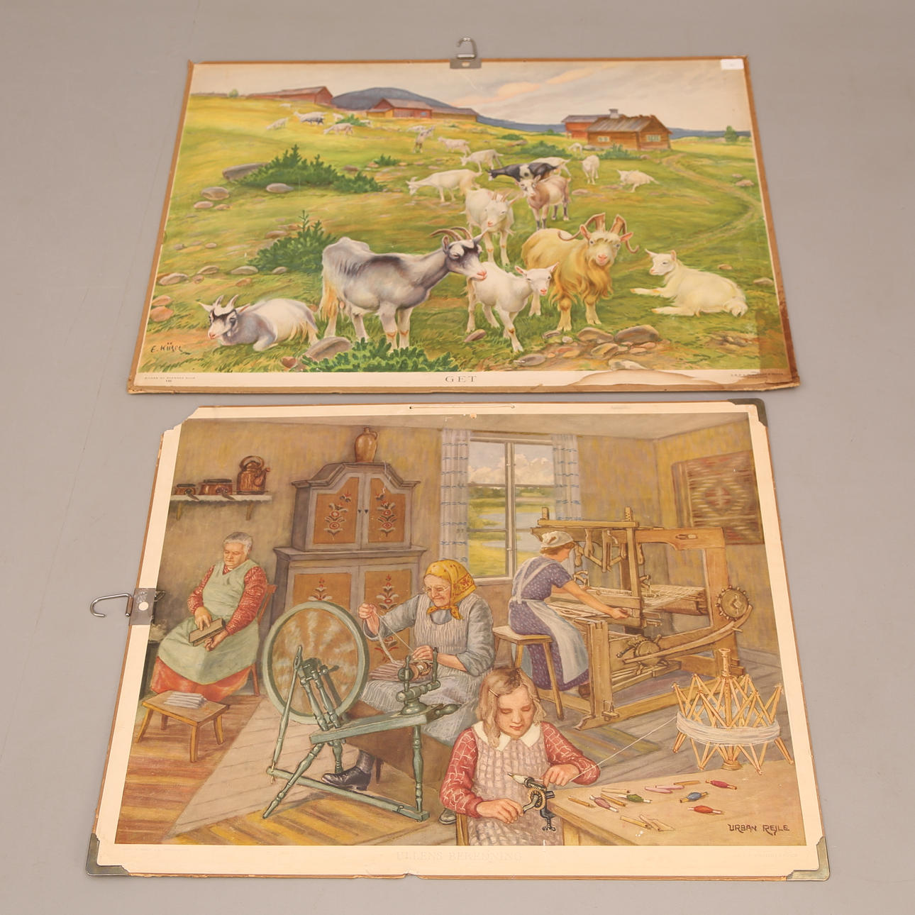 SKOLPLANSCHER, 2 st, Get + Ullberedning, 1900-tal.