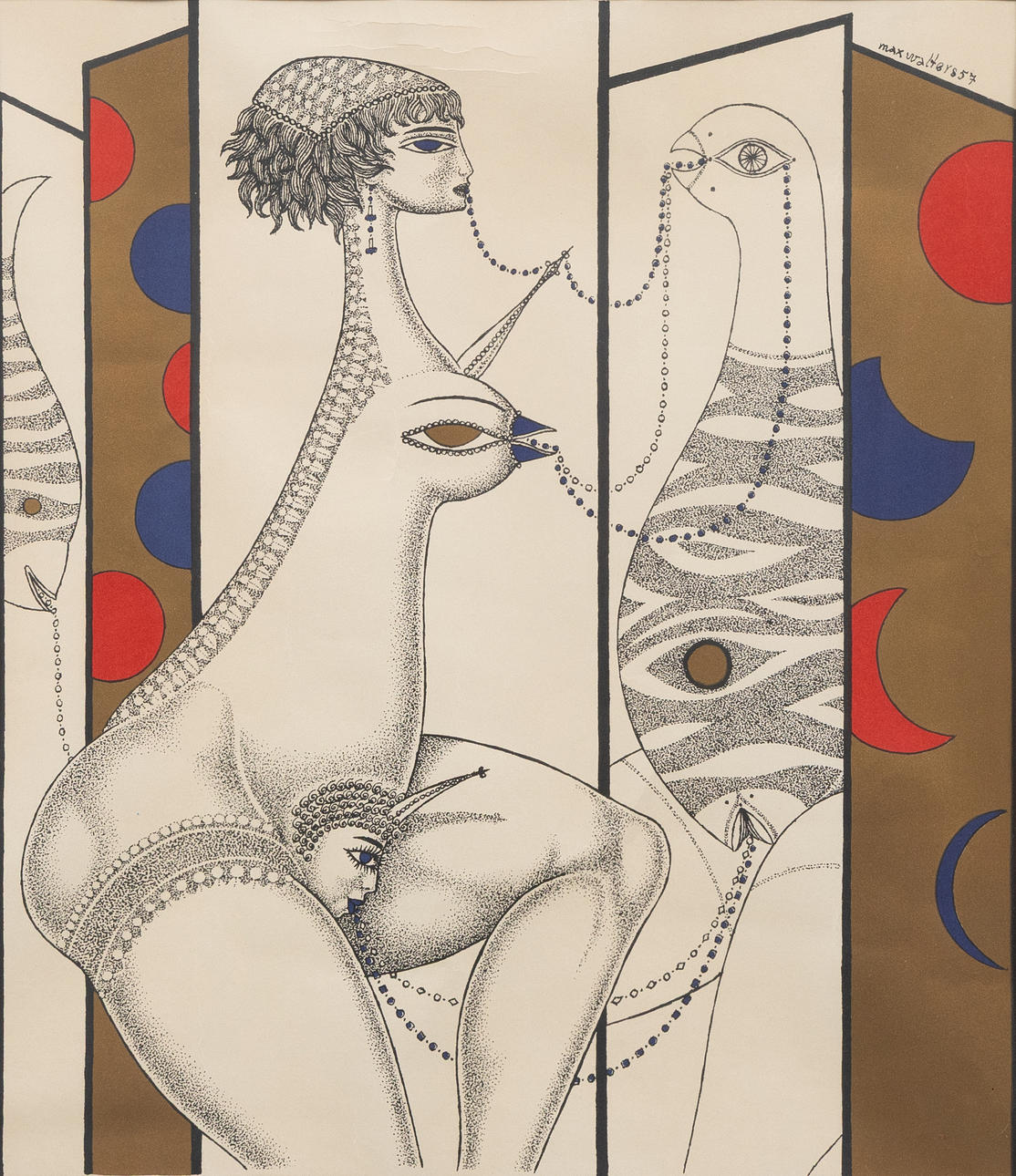 MAX WALTER SVANBERG. Figure composition, lithographic print, signed and dated in print.