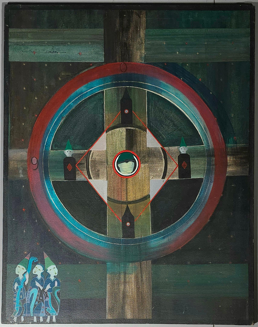 A. YARD. UNTITLED. MIXED MEDIA ON CANVAS.