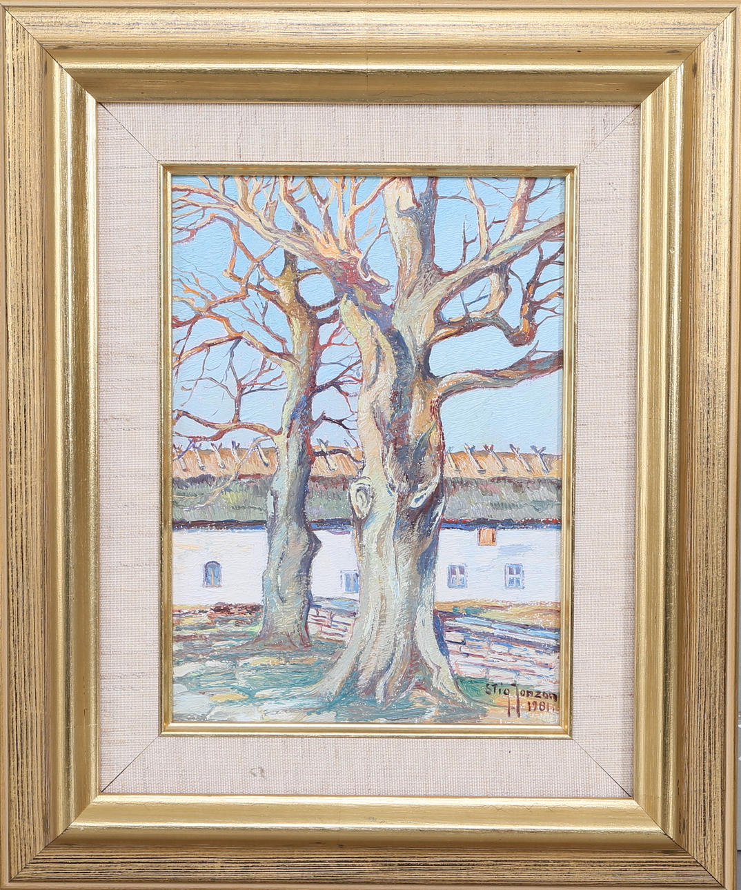 SVEN JONZON. Ölandsmotiv, olja på pannå, signerad.