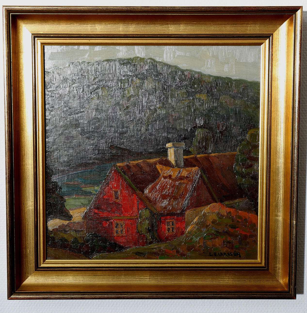 CARL OSCAR LARSSON. Olja på pannå, "Länga i dal, Degeberga", signerad C O Larsson.