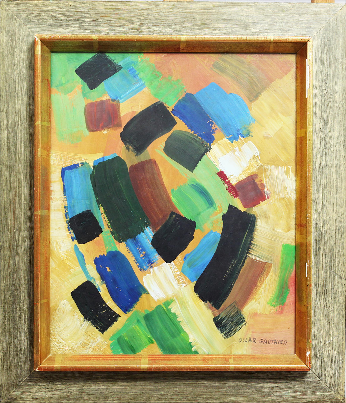 OSCAR GAUTHIER. Komposition. Blandteknik. Signerad.