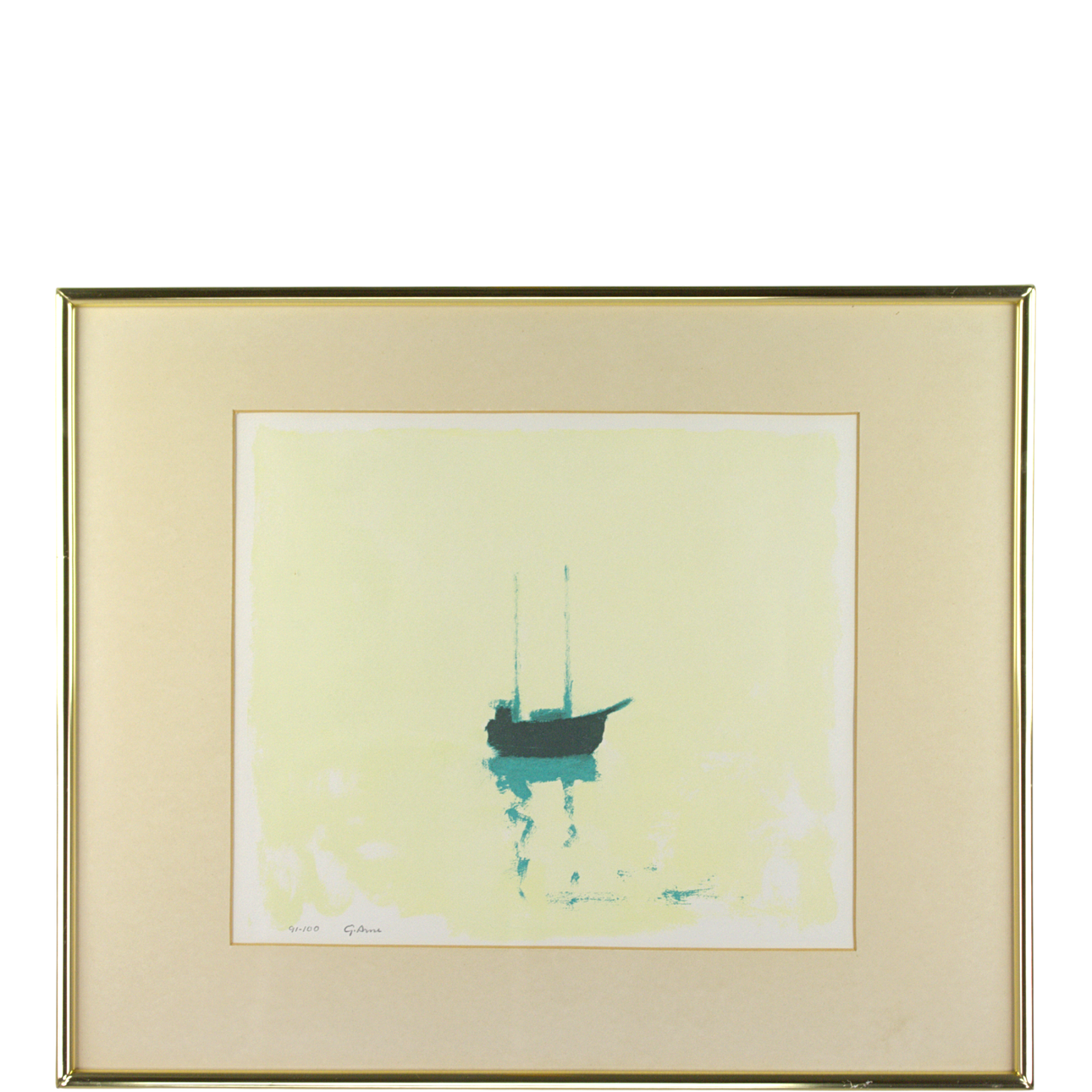 GUSTAV ARNE. Lithograph, 91/100, sailboat, signed.