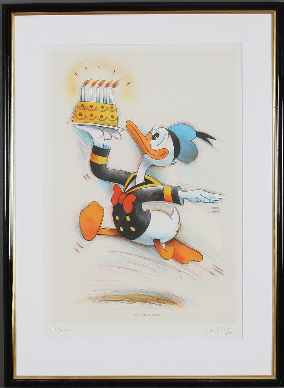 LASSE ÅBERG. "To Carl Barks", färglitografi, signerad och numrerad 137/275.