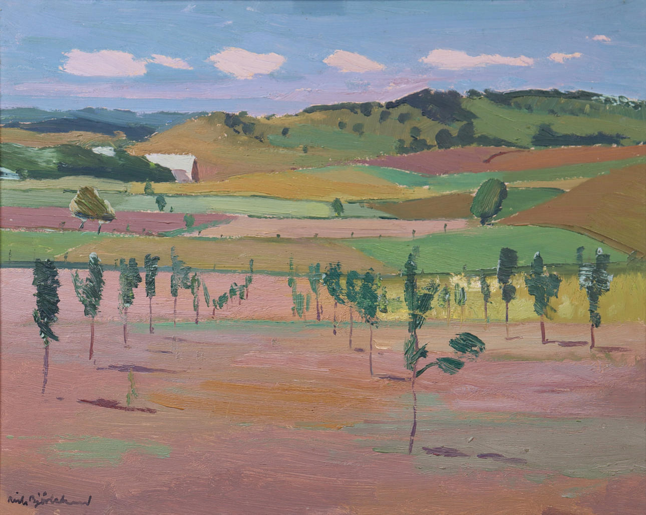 RICHARD BJÖRKLUND, oil on panel, landscape view.