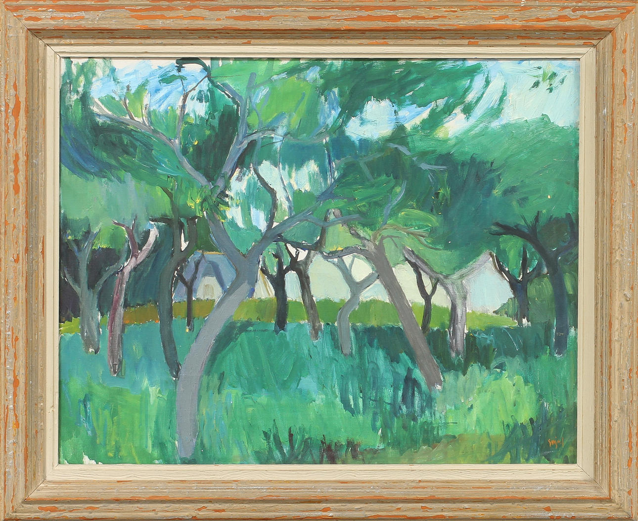 SONJA SCHÖNEBERGER. Träd, olja på duk, signerad.