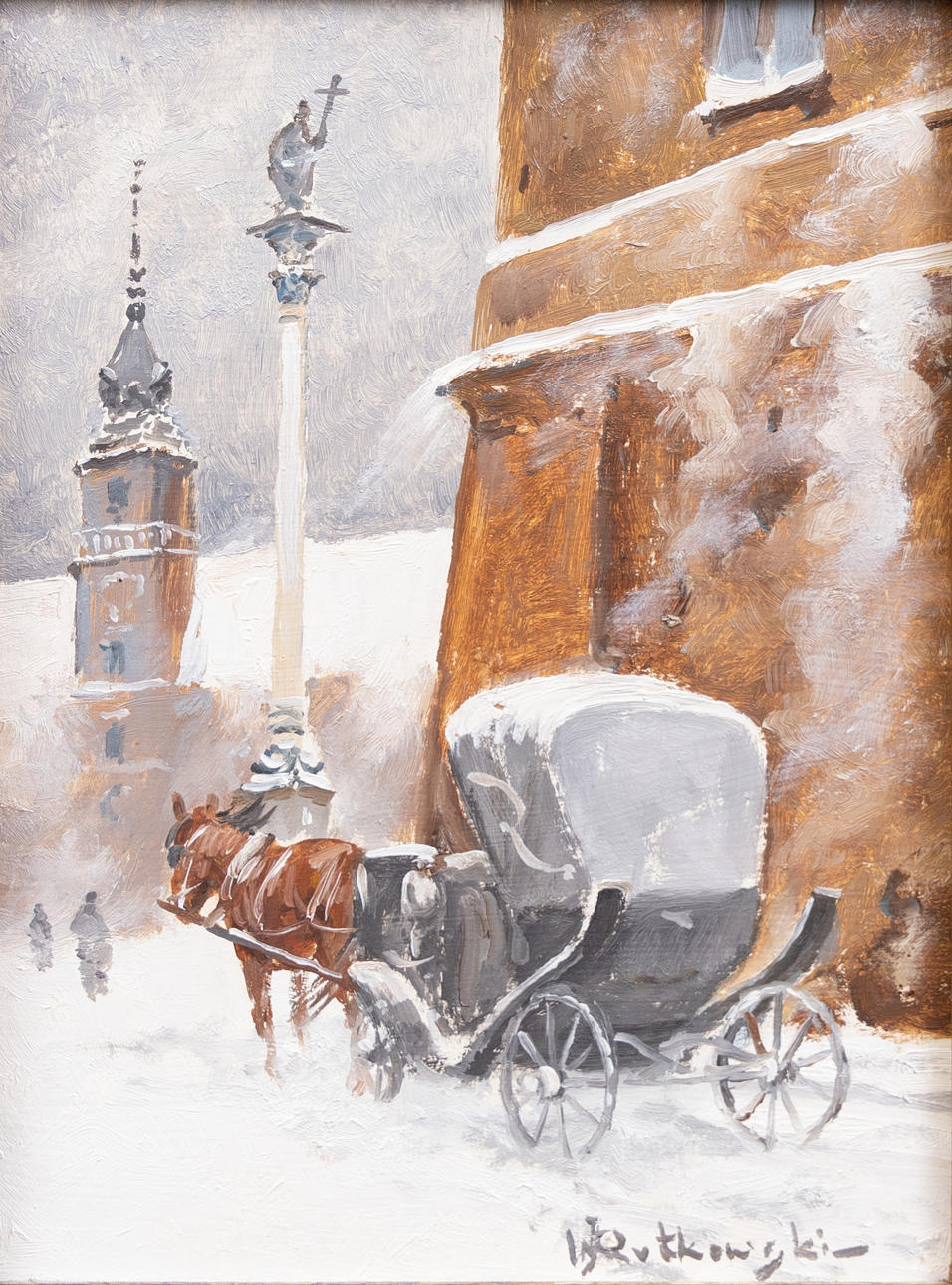 WŁODZIMIERZ RUTKOWSKI (POLEN, 1915-1992). City motif, oil on panel ...
