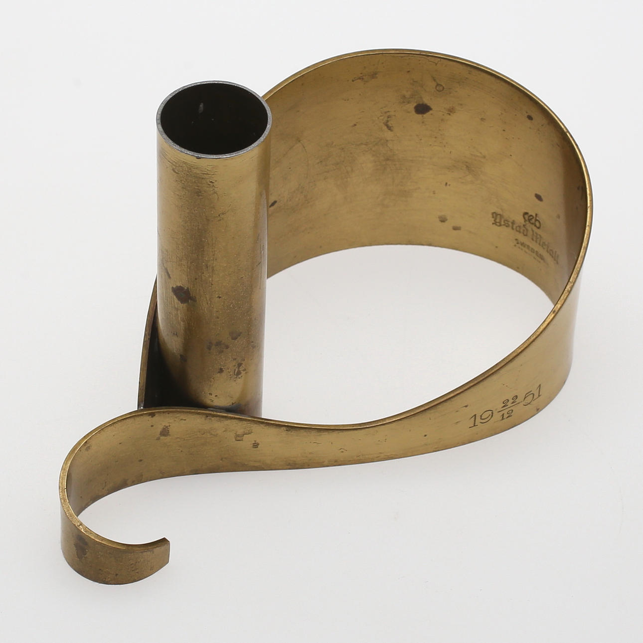 LJUSSTAKE, mässing, Carl Einar Borgström, Ystad Metall, 1900-talets första hälft.