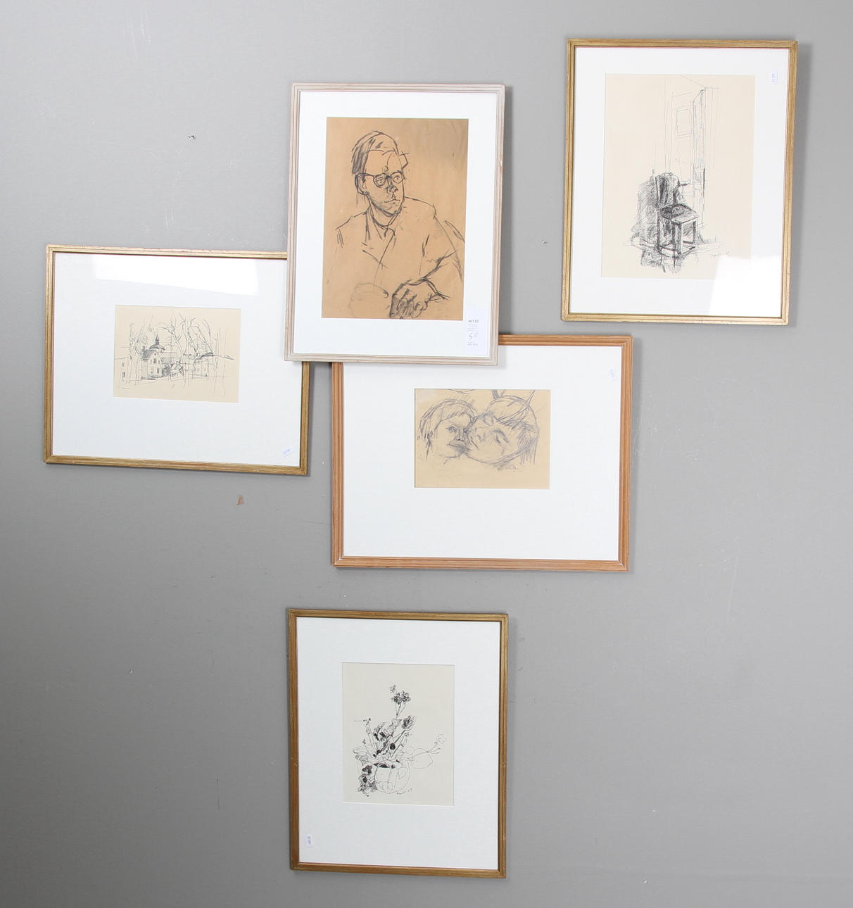 PÄR THORELL. 5 st, teckningar, signerade och daterade.