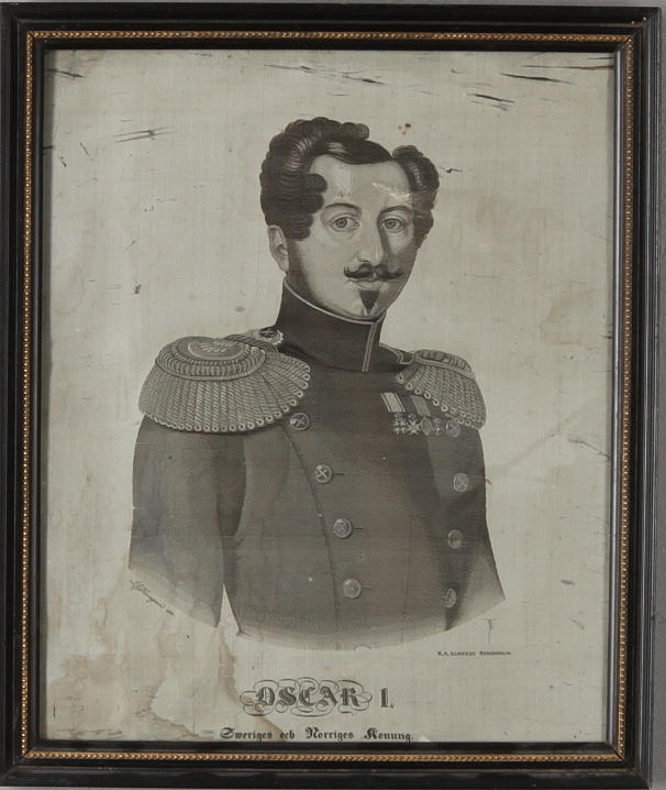 TAVLA, Porträtt föreställande Oscar I, siden, K.A Almgren, Stockholm.