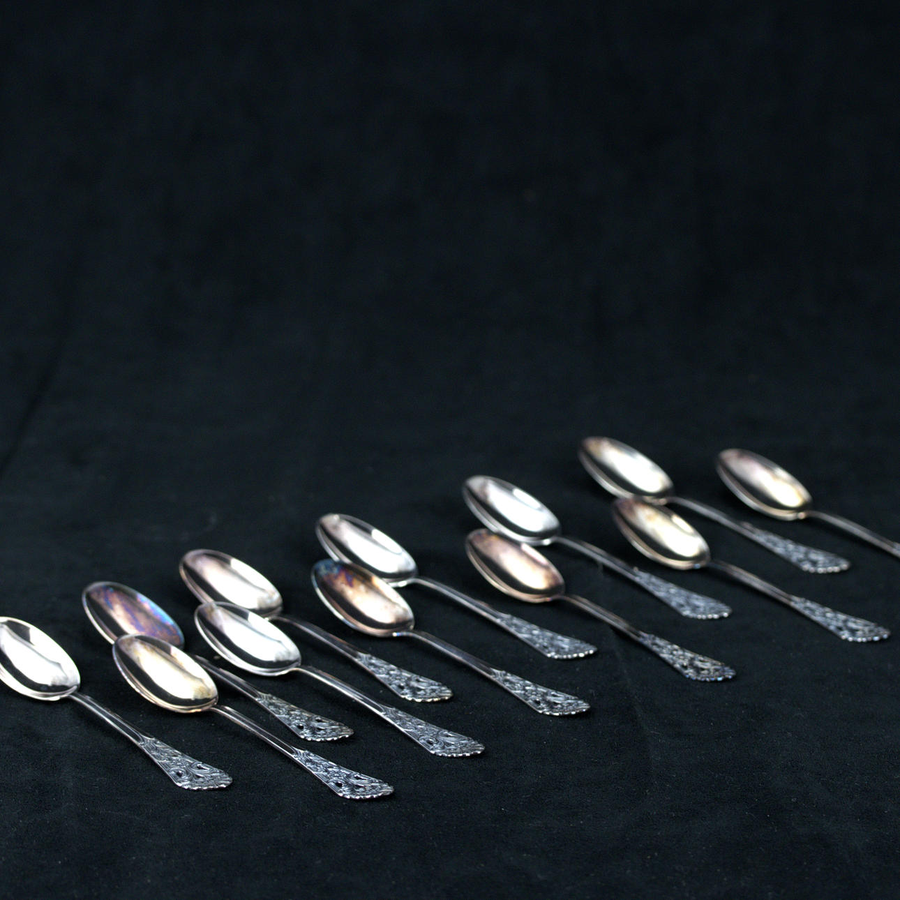 COFFEE SPOONS, 12 pcs. silver, Norway.