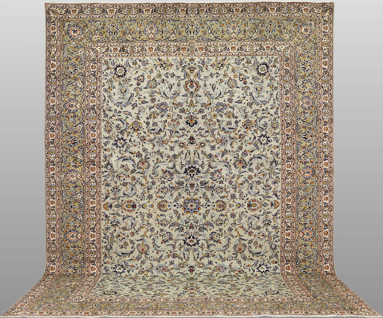CARPET Green Keshan Signed, 425 x 293 cm.