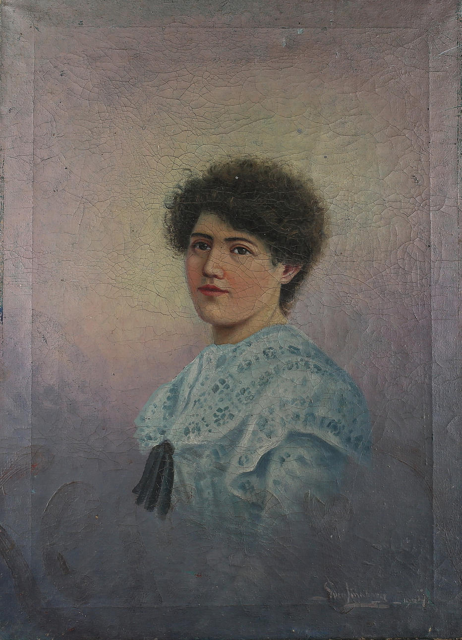 SVEN LINNBORG. Porträtt av ung kvinna, olja på duk, signerad samt daterad 1904.