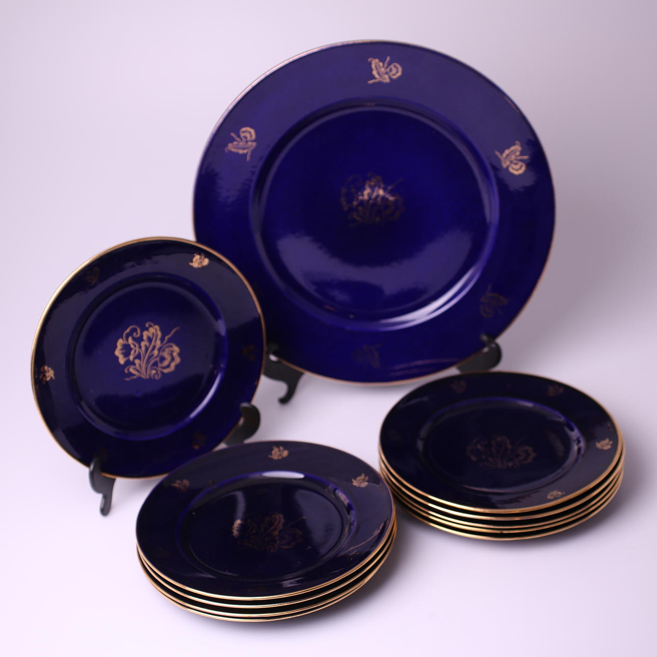 FRUKTSERVIS, 11 delar, porslin, blå, Rörstrand, 1900-tal.