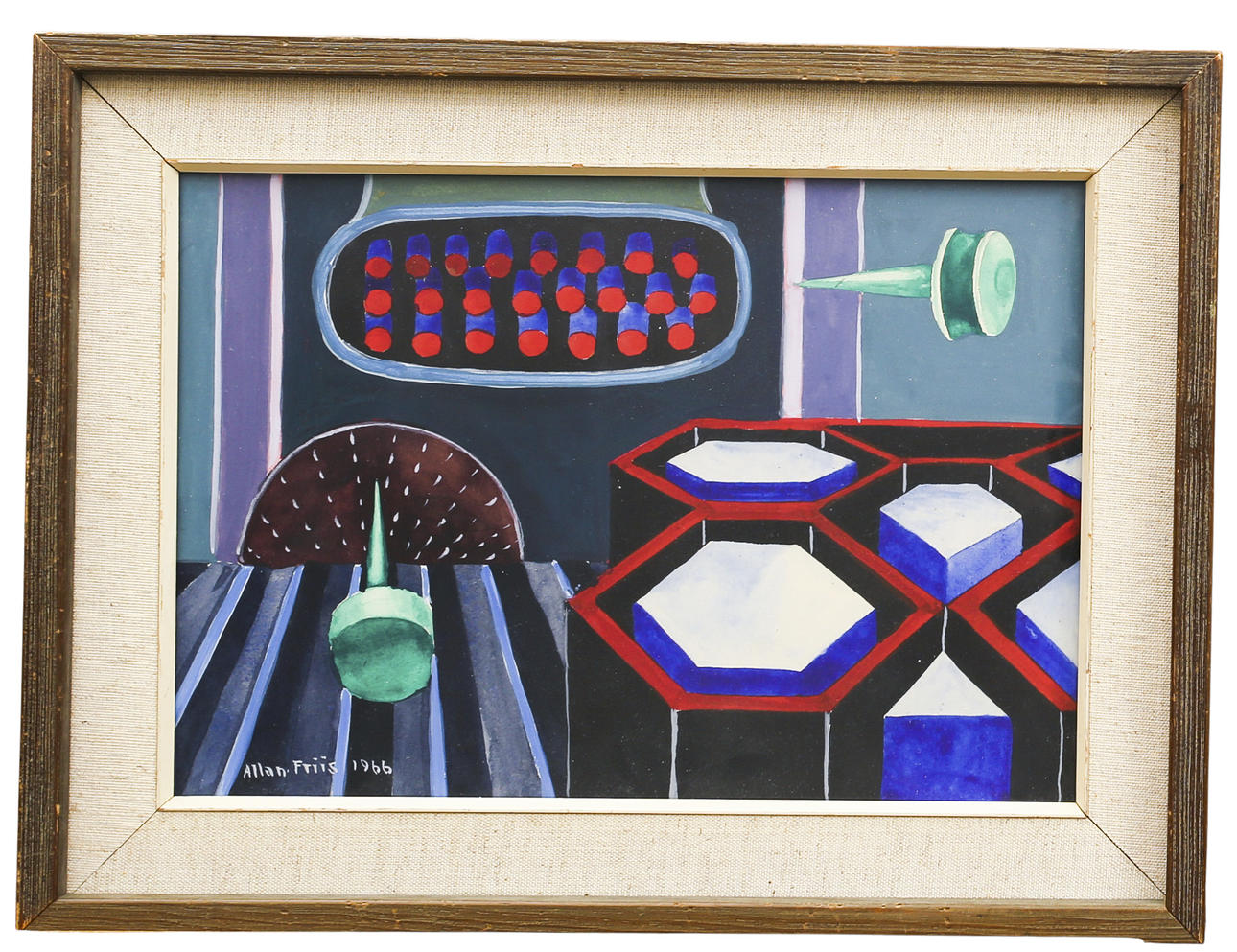 ALLAN FRIIS. Gouache, “Soaring Sylar”, signed, dated 1966.