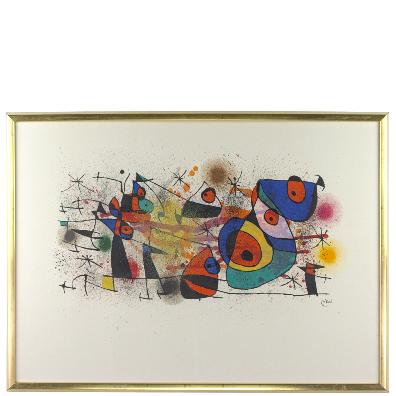 JOAN MIRÓ. Lithographic print, unnumbered, composition, signed in the print.