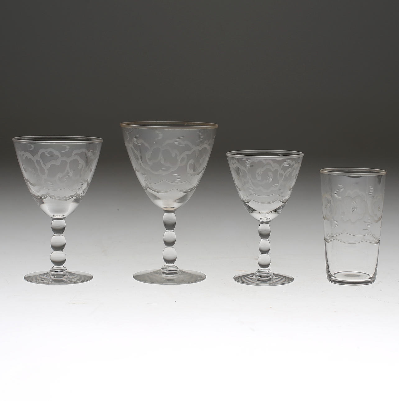 SERVISDELAR, 22 st, glas, Edward Hald, sannolikt Orrefors, signerade, 1920-/30-tal.