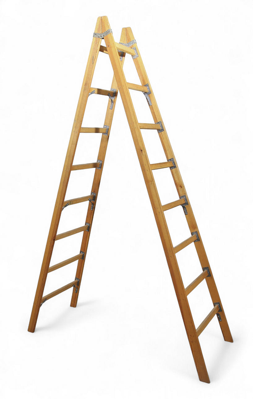 A wooden ladder, double-sided, 8 steps, Limhamns Stegindustri