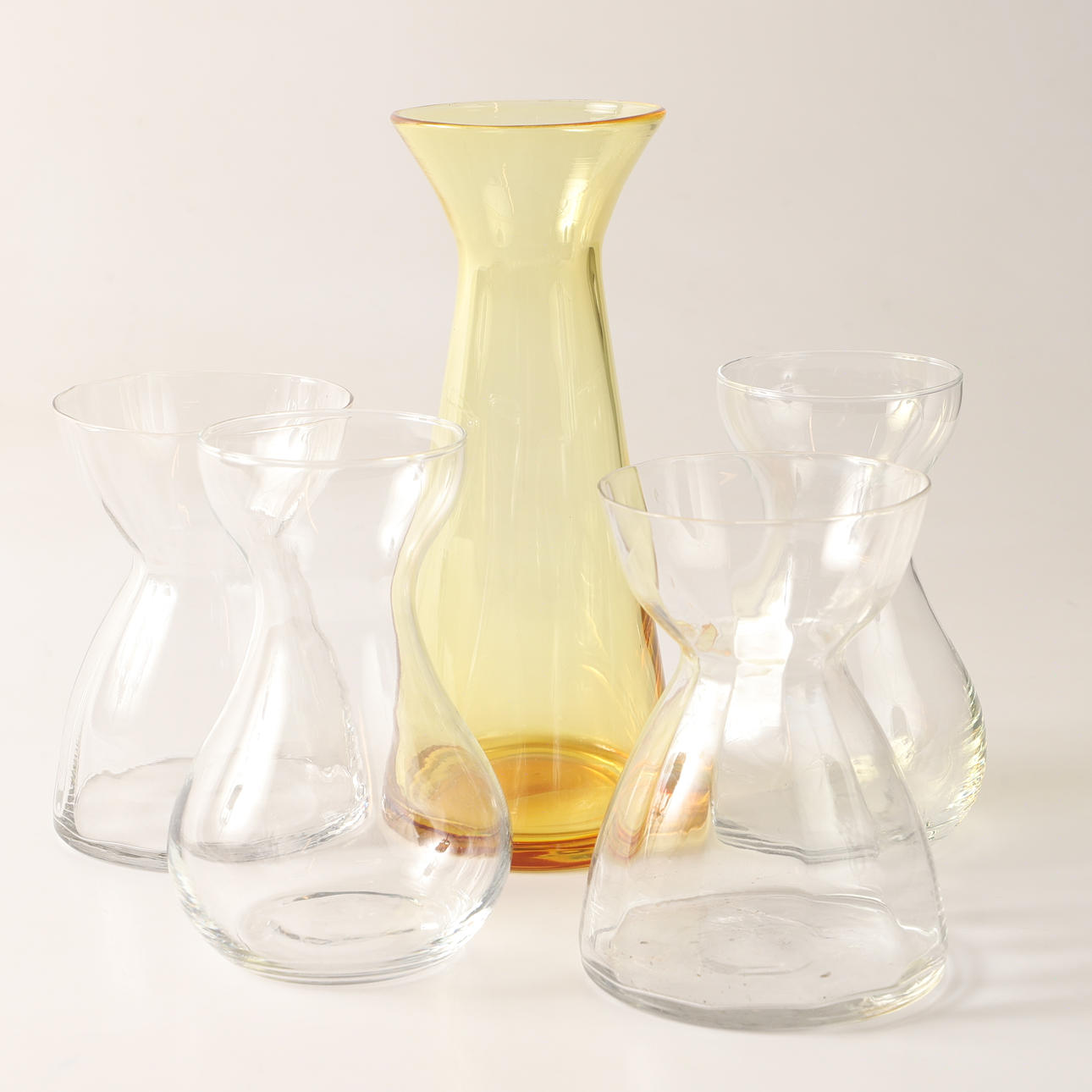 HYACINTVASER, 5 stycken, glas, 1900-tal.