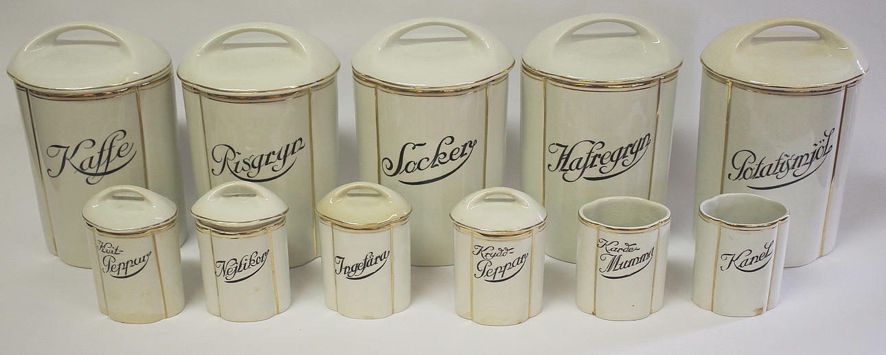 KRYDDBURKAR, 11 delar, porslin, Gefle.