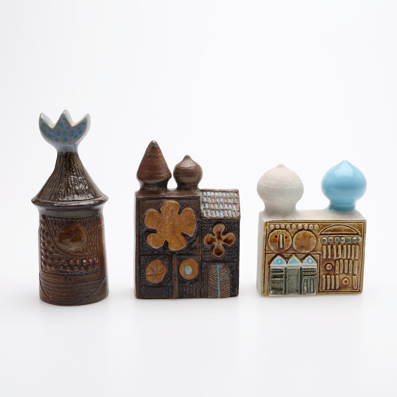 BERTIL VALLIEN. SCULPTURES, 3 PIECES, GLAZED STONEWARE, “BAGDAD