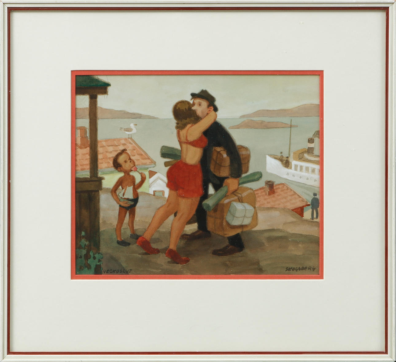 HARALD SKOGSBERG. “Weekend”, gouache, signed.
