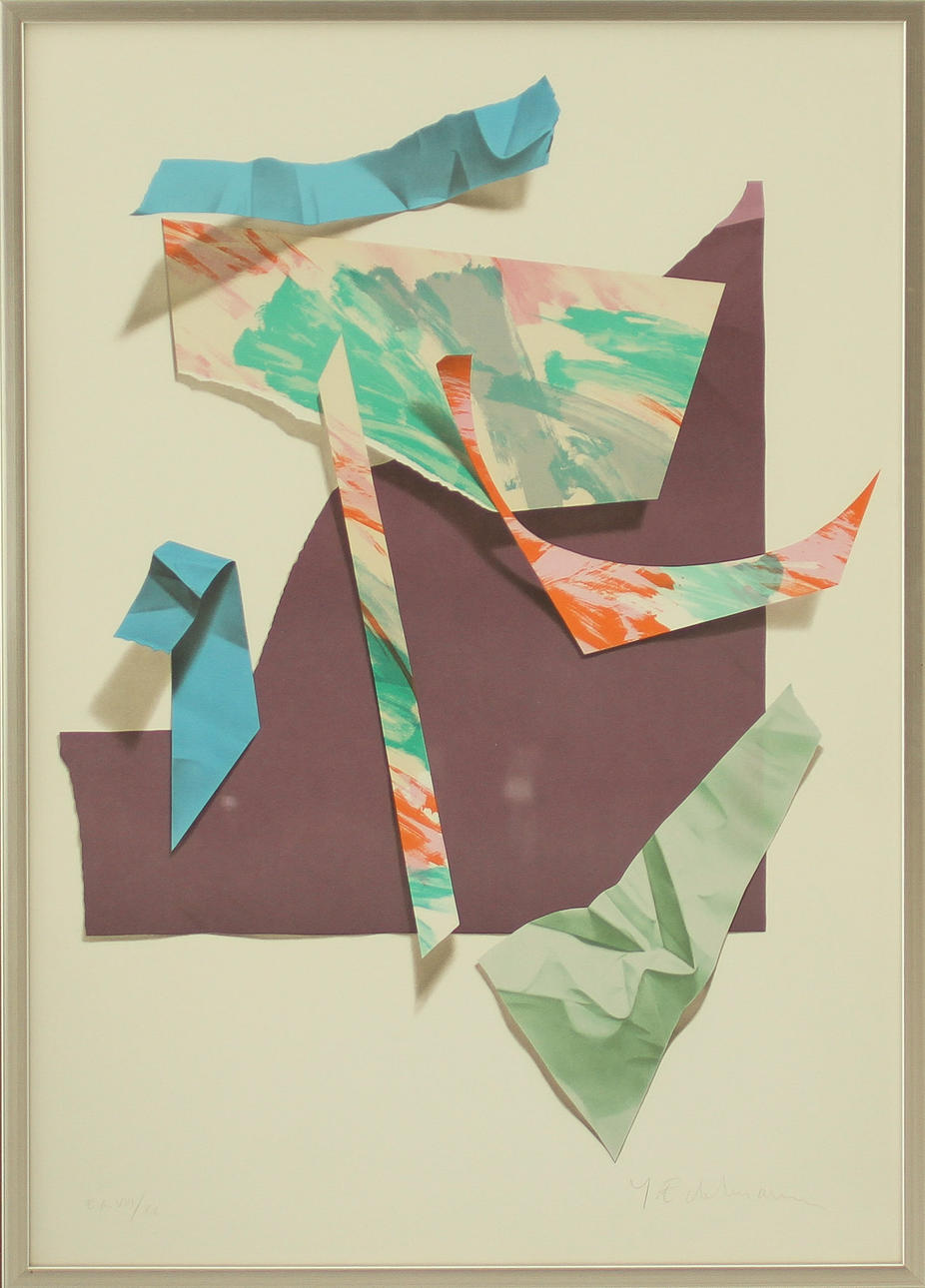 YRJÖ EDELMAN. Pappersremsor, färglitografi, signerad och numrerad, EA VIII/XX.