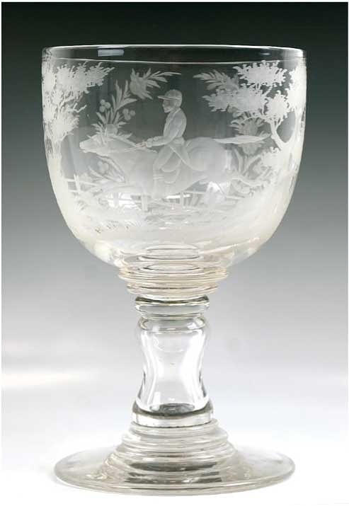 STOR KOPP, 19. århundrade, klart glas, vindrutans bas.